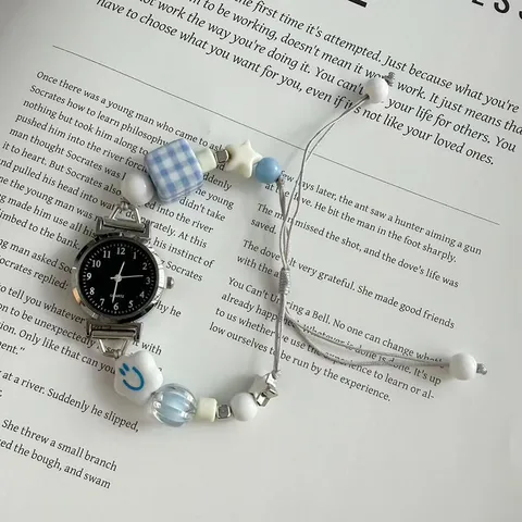 Orologio da Donna con Cinturino di Perline INS Minimalista Simpatico Orologio al Quarzo con Quadrante Piccolo per Studenti Gioielli di Moda