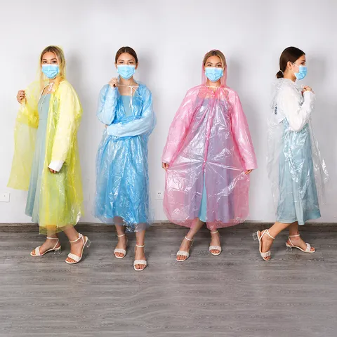 Disposable Raincoat Thickened Transparent Portable Rain Poncho For Outdoor Hiking Camping Tourism Adults Rain Gear