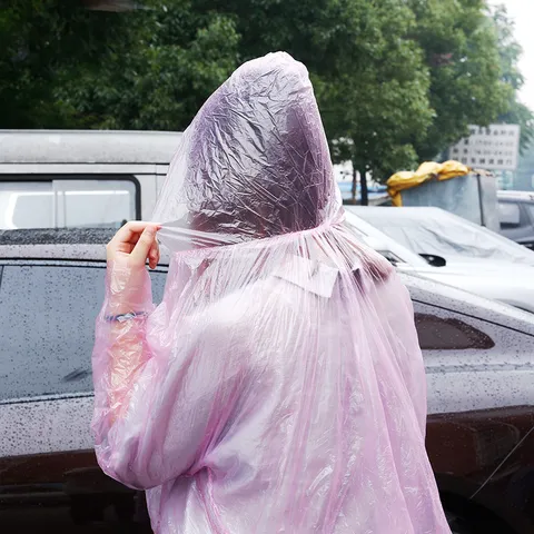 Imperméable Jetable Épaissi Transparent Poncho de Pluie Portable pour Randonnée en Plein Air Camping Tourisme Adultes