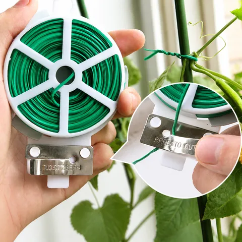Green Garden Twist Tie Plastic Coated Iron Wire Plant Support Tie for Climbing Plants and Vine Flower Gardening