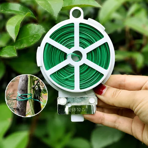 Green Garden Twist Tie Plastic Coated Iron Wire Plant Support Tie for Climbing Plants and Vine Flower Gardening