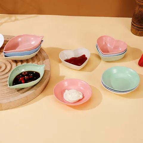 Wheat Straw Dipping Dish Creative Sauce Dish Small Plate For Hot Pot Seasoning Vinegar Soy Sauce Tableware Kitchen Gadget