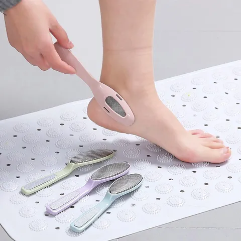 Double Sided Foot File Callus Remover Plastic Handle Stainless Steel Foot Scrubber Dead Skin Exfoliating Tool Foot Care