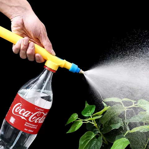 Manual Push Pull Bottle Sprayer Plastic Garden Watering Nozzle Adjustable Spray Head For Plant Flower Home Use