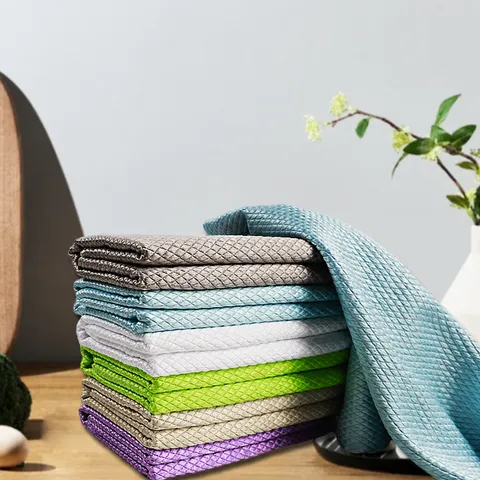 Microfiber Cleaning Cloth Fish Scale Design Absorbent Kitchen Dish Cloth Glass Wipe Towel Multipurpose Cleaning Rag For Home