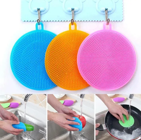 Silicone Dishwashing Brush Kitchen Cleaning Tool Multifunctional Flexible Scrubber Pad For Pot Bowl Dish Washing