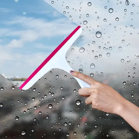 Household Window Glass Cleaner Plastic Squeegee Bathroom Mirror Cleaning Tool With Soft Rubber Blade For Home Daily Use