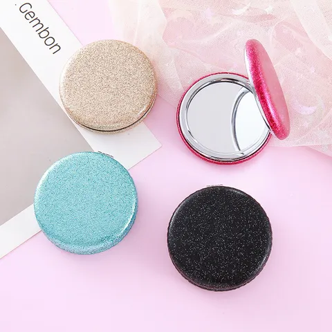 Draagbare Dubbelzijdige Cosmetische Spiegel Glitter ABS Zak Make-up Spiegel Compacte Vouwspiegel Voor Vrouwen Meisjes