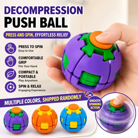 3D Printed Fidget Stress Relief Ball Sensory Desk Toy Rotary Finger Spinner Puzzle Toy For Adults And Teens