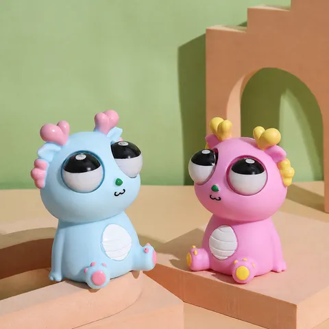 Funny Cartoon Dragon Pop-Eye Squishy Toy Soft Rubber Stress Relief Fidget Toy
