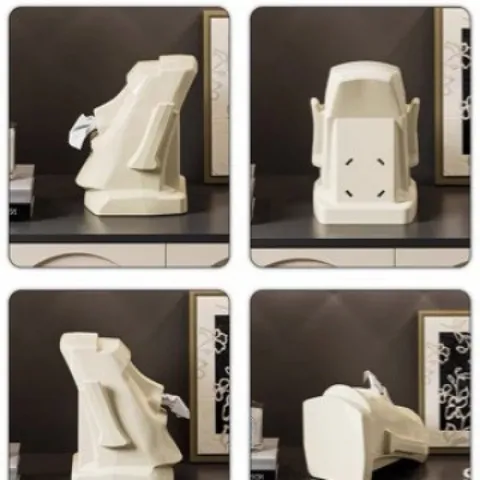 Creatieve Moai Tissuesdoos Houder Hars Paaseiland Stenen Standbeeld Gezichts Tissues Dispenser Multifunctionele Bureau Organizer