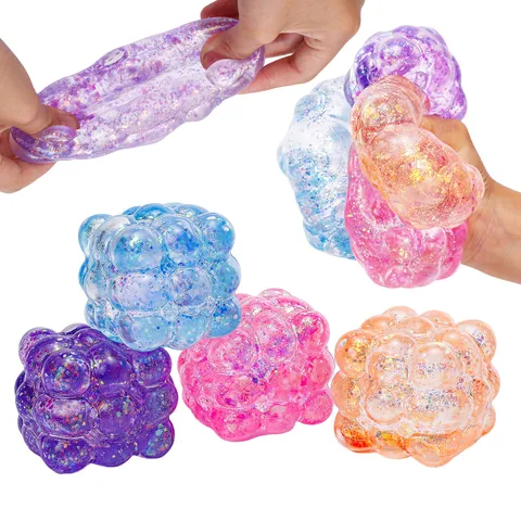 Slow Rebound Cube Squishy Toy Glitter Liquid Maltose Stress Relief Fidget Toy Transparent Decompression Toy