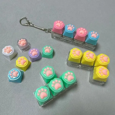 Cute Cat Claw Fidget Toy Mechanical Keyboard Switch Tester Keychain Silicone Stress Relief Toy Novelty Stress Ball Gift