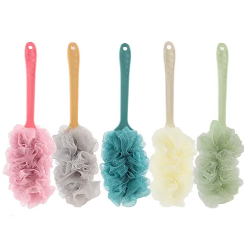 Long Handle Bath Brush Soft Mesh Scrubber For Back Cleaning Plastic Body Exfoliating Shower Brush Bathroom Tool