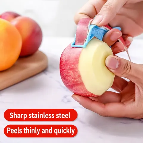 Portable Fruit Peeler Creative Finger Ring Apple Peeling Tool Plastic Stainless Steel Kitchen Peeler Gadget