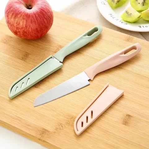 Household Kitchen Fruit Knife Stainless Steel Paring Knife Portable Vegetable Peeler With Cover Kitchen Gadget