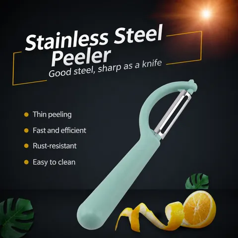Pelador de Frutas de Acero Inoxidable Multifuncional Pelador de Verduras de Cocina Cuchillo para Pelar Papas con Mango de PP