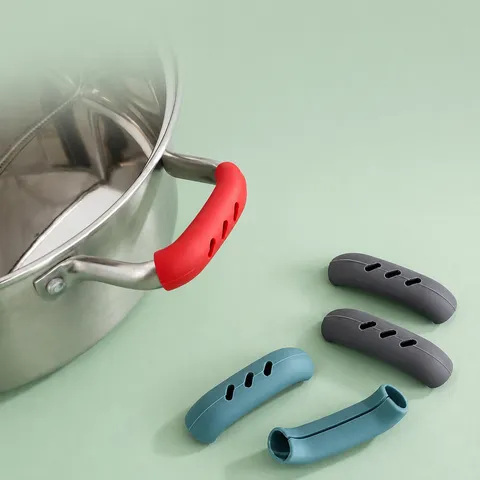 Silicone Pot Handle Covers Heat Resistant Pot Ear Protectors Non Slip Kitchen Cooking Tool Pot Grip Set Accessories