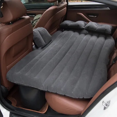 Car Inflatable Bed Air Mattress For Rear Seat Travel Rest Flocked PVC Portable Car Air Bed Mattress With Pillows