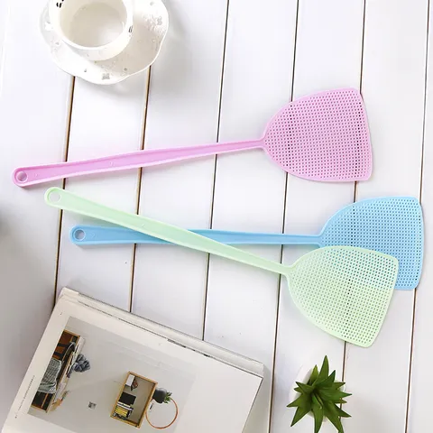 Household Plastic Fly Swatter Durable Long Handle Mesh Mosquito Killer Tool Practical Cleaning Gadget For Home Daily Use