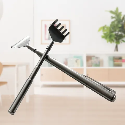 Stainless Steel Retractable Back Scratcher Pen Style Portable Pocket Itch Relief Telescopic Massager Tool