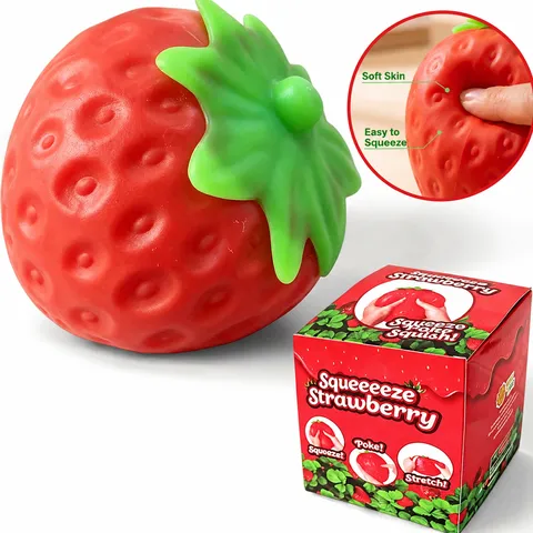 Grote Simulatie Aardbei Knijpspeelgoed Langzame Rebound Stressverlichting Squeeze Speelgoed TPR Fruitmodel Kantoor Decoratie