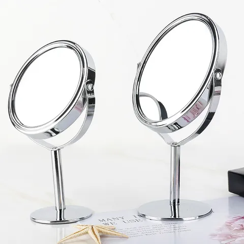 Desktop Makeup Mirror Double Sided Vanity Mirror Metal Frame Small Cosmetic Mirror