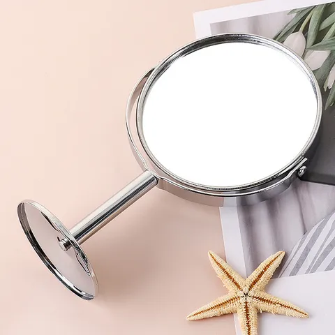 Desktop Makeup Mirror Double Sided Vanity Mirror Metal Frame Small Cosmetic Mirror