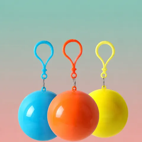 Portable Ball Raincoat Disposable Waterproof Poncho With Storage Ball Hook For Adults Kids Outdoor Travel