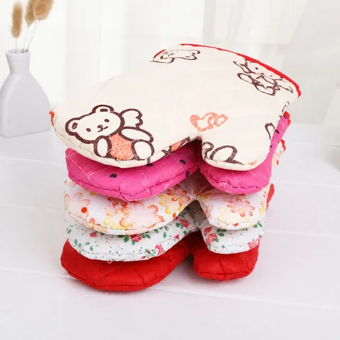 Nordic Style Kitchen Oven Mitts Heat Resistant Cotton Microwave Gloves Thickened Baking Pot Holders For Cooking