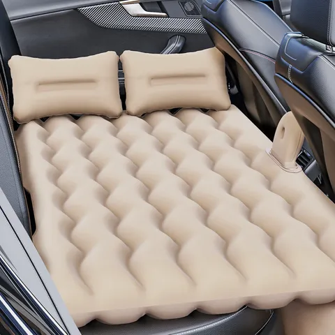 Car Inflatable Bed Air Mattress For Rear Seat Travel Rest Flocked PVC Portable Car Air Bed Mattress With Pillows