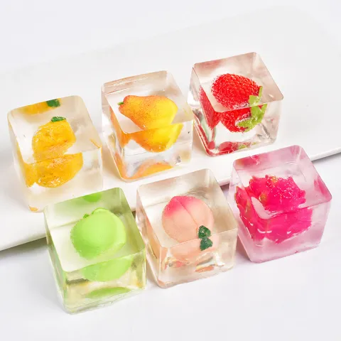 Jouet Squishy Glaçon de Fruit de Dessin Animé TPR Transparent Rebond Lent Soulagement du Stress Jouet Fidget Mignon Jouet de Décompression de Fruit