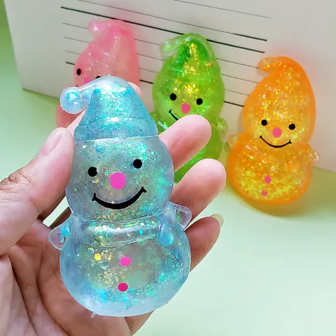 Christmas Tree Snowman Squishy Toy Slow Rising Glitter Liquid Sensory Fidget Toy Stress Relief Holiday Gift