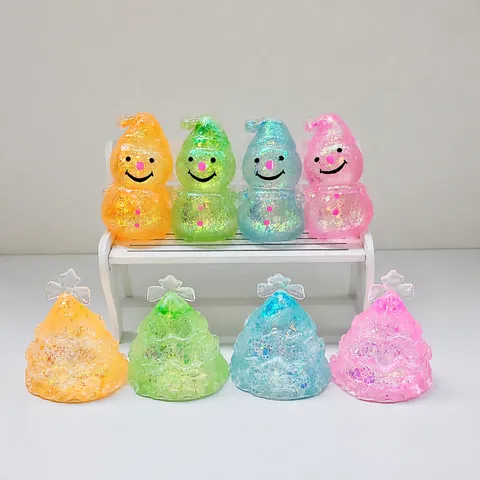 Christmas Tree Snowman Squishy Toy Slow Rising Glitter Liquid Sensory Fidget Toy Stress Relief Holiday Gift