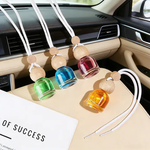 Auto Aromatherapie Anhänger Glasflasche Rückspiegel Hängend Parfüm Diffusor Holzkappe Lufterfrischer