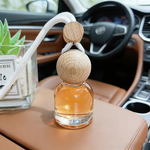 Auto Aromatherapie Anhänger Glasflasche Rückspiegel Hängend Parfüm Diffusor Holzkappe Lufterfrischer