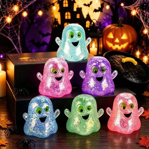 Halloween Ghost Squishy Toy Slow Rebound Stress Relief Sensory Toy Glitter Cute Cartoon Decompression Fidget Toy