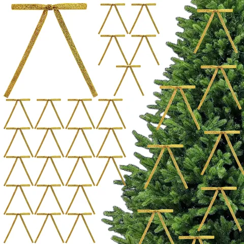 Goldener Samt Weihnachtsgeschenk Schleifen Weihnachtsbaum Hängende Ornamente Festliche Party Heimdekoration Schleifen Dekorationen
