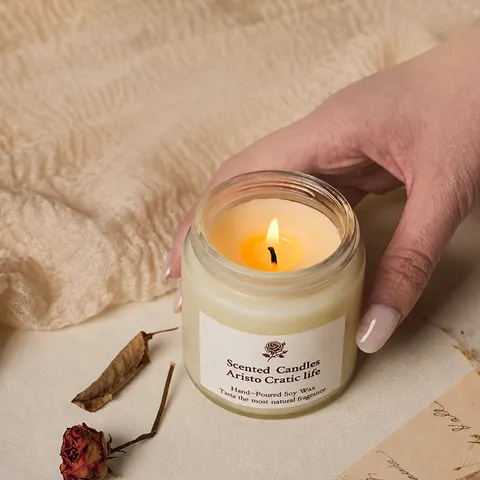 Soy Wax Scented Candle Glass Jar With Metal Lid Long Lasting Aromatherapy Candle For Home Room Decor