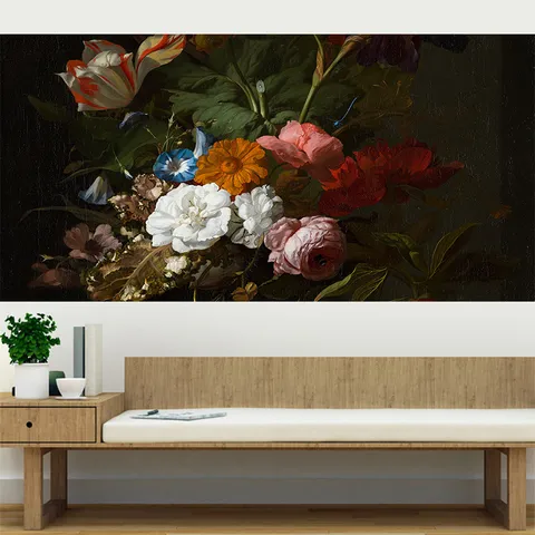 European Retro Floral Wall Sticker Large Oil Painting Style Self-Adhesive PVC Wallpaper For Living Room Sofa Background Dining Room Decoration