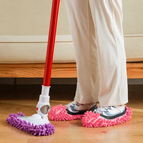 Chenille Household Mopping Slippers Non-Slip Dustproof Floor Cleaning Shoe Covers Lazy Mop Slippers Washable Reusable House Cleaning