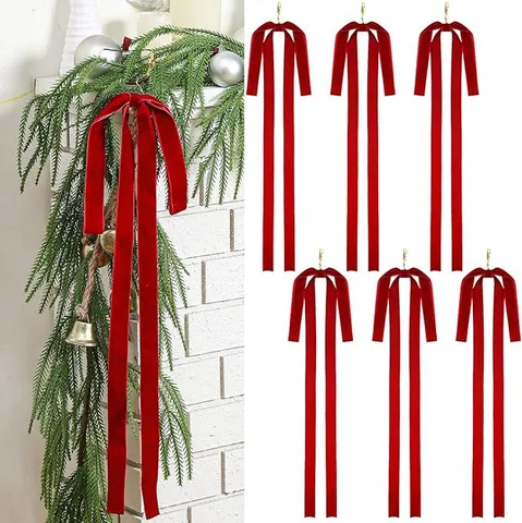 Große Samtschleife Weihnachtsbaum Anhänger Hängende Dekoration Feiertag Kranz Geschenkbox Zuhause Party Ornament