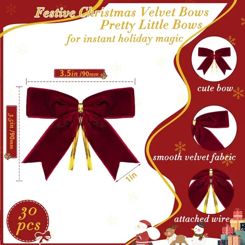 Natale Velluto Fiocco Ciondolo Fiocco a Coda di Rondine Albero di Natale Ghirlanda Appendere Ornamento Festa di Vacanza Decorazione della Scena