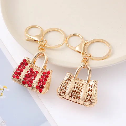 Stijlvolle Elegante Handtas Sleutelhanger Zinklegering Strass Metaal Auto Sleutelhanger Tas Hanger Mode Sieraden Cadeau