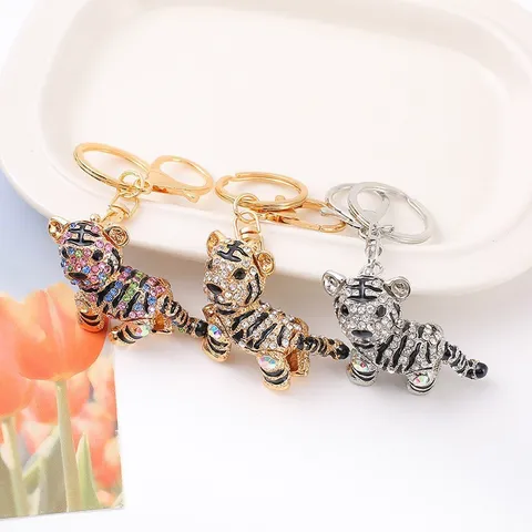 Alliage Métal Strass Animal du Zodiaque Porte-clés Mignon Ornement Suspendu de Voiture Pendentif de Sac Bijou Cadeau