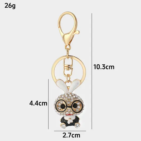 Carino Cartone Animato Coniglio Portachiavi Strass Lega di Zinco Animale Portachiavi Occhiali Coniglio Moda Borsa Ciondolo Gioielli Regalo