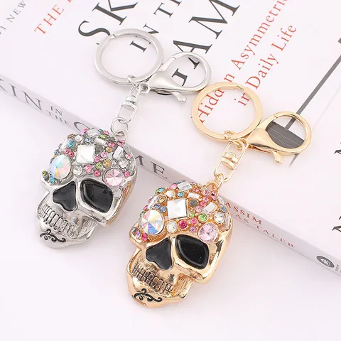 Prachtige Schedel Auto Sleutelhanger Hanger Vrouwen Tas Strass Metaal Creatief Cadeau Sleutelring