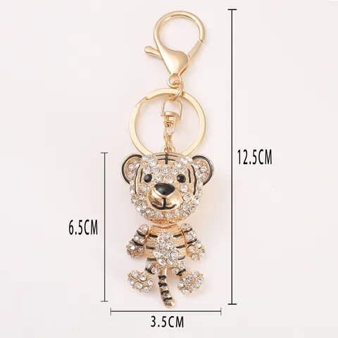 Mode Leuke Tijger Sleutelhanger Luxe Strass Zinklegering Dier Sleutelhanger Tas Hanger Auto Sleutelhanger Accessoires Voor Vrouwen