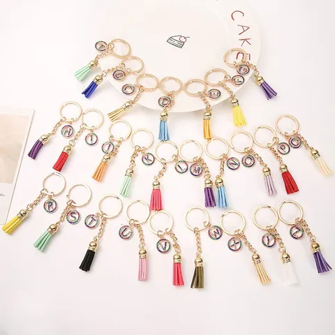 Style Coréen Cristal Strass Lettre Gland Porte-clés Femmes Mode Métal Sac Pendentif Voiture Porte-clés Joli Cadeau Bijoux