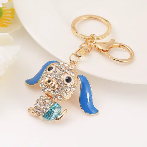 Llavero de Perro de Metal con Strass Lindo Colgante de Bolso de Perro Anillo de Llave de Strass Moda Animal Llavero Accesorio para Mujer